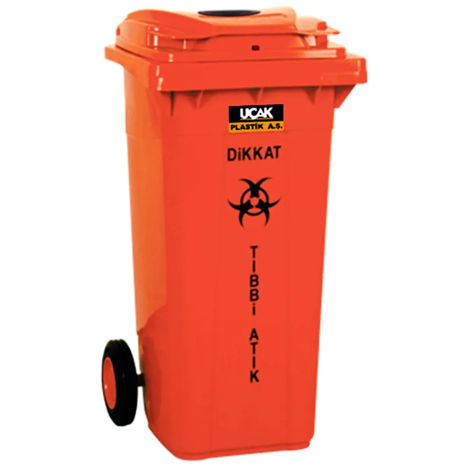 Garbage Container (2 Wheels, Lid, Medical Waste, 120 L)