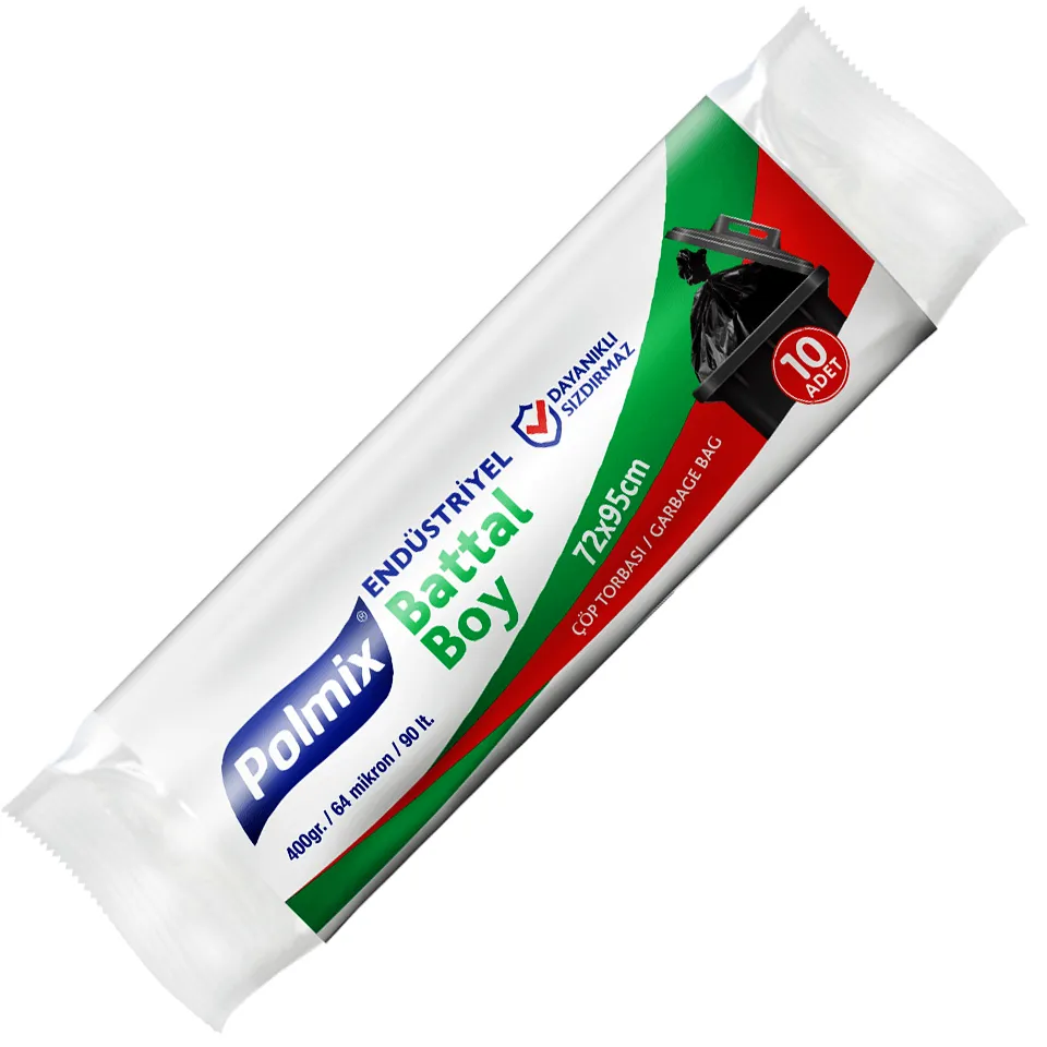 Garbage Bags Oversized (72x95, 90 L, 64 µ, Black, 200 Pcs.)